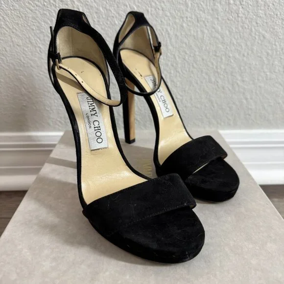 Jimmy Choo Misty 120 Suede Sandals Black
